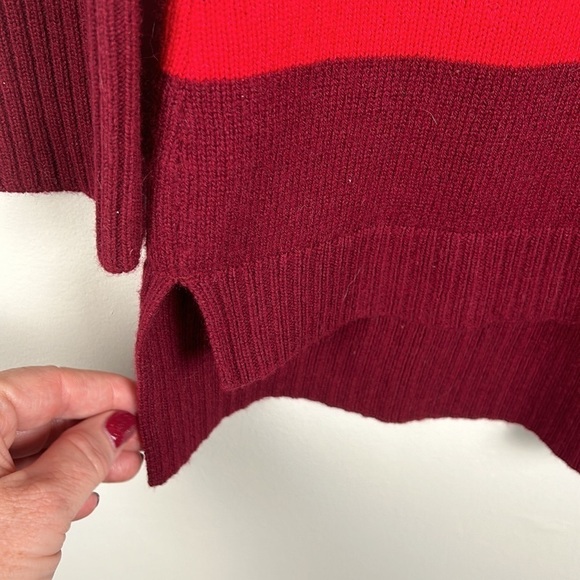 Athleta Cashmere Lodge Sweater Chianti Stripe Red Tan Women XXS - Picture 4 of 12